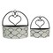 Large & Small Galvanized Metal Rustic White Wall Pocket Planters Heart Set /2